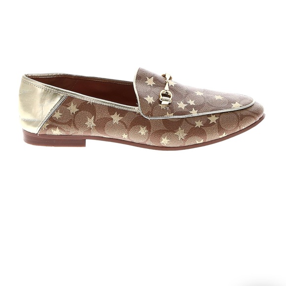 Coach Haley Loafer With Star Print Tan Brown Gold 10 - Picture 2 of 12